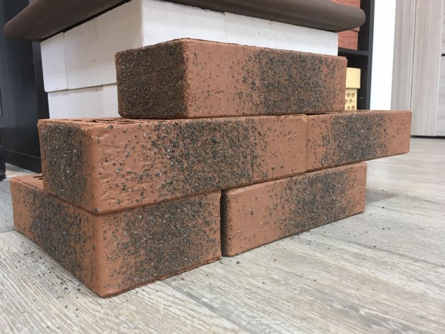 Рядовой кирпич одинарный вулкан терракот-меландж Гжель м-150 Рядовой кирпич одинарный вулкан терракот-меландж Гжель м-150