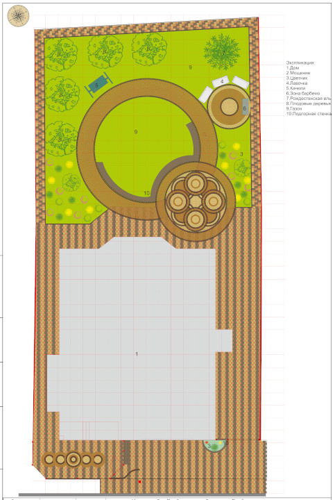 Проект раскладки тротуарной плитки "Новый Город" и "Классико круговая" вариант 1