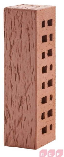 ЛСР Клинкер фасадный тёмно-красный "Эдинбург", поверхность береста