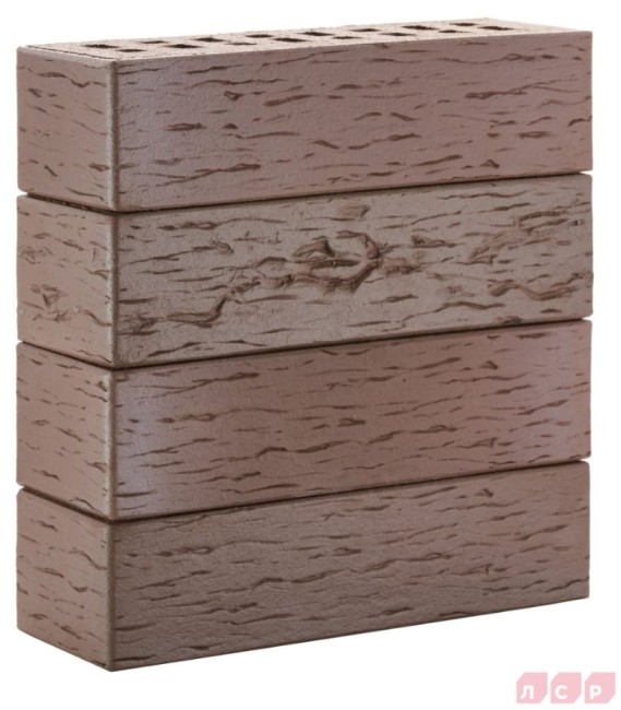 ЛСР Клинкер фасадный тёмно-терракотовый флэш "Брюгге", поверхность береста