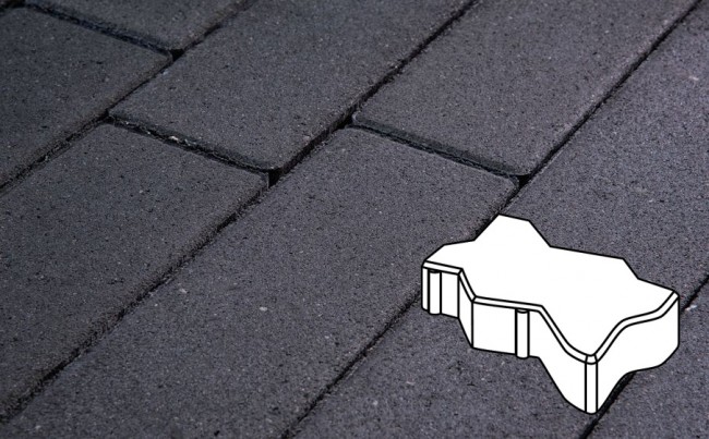 Готика Плитка тротуарная Готика Profi, Зигзаг/Волна, суперчерный, частичный прокрас, с/ц, 225*112,5*60 мм