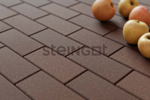 Тротуарная плитка Прямоугольник 200*100*40 Темно-коричневый (верхний прокрас, минифаска)