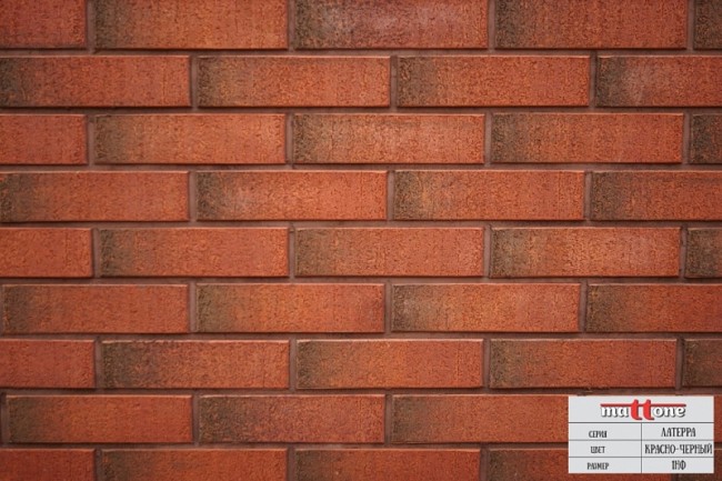 Кирпич лицевой MATTONE латерра 1 нф пустотелый красно - черный
