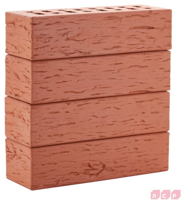 ЛСР Клинкер фасадный красный "Лондон", поверхность береста