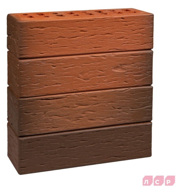 ЛСР Клинкер фасадный красный флэш "Ноттингем", поверхность береста